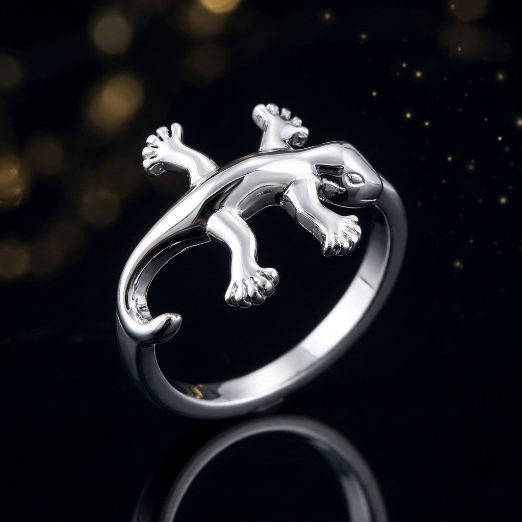 Sterling Silver Gecko Lizard Wrap Around Ring for Women life4
