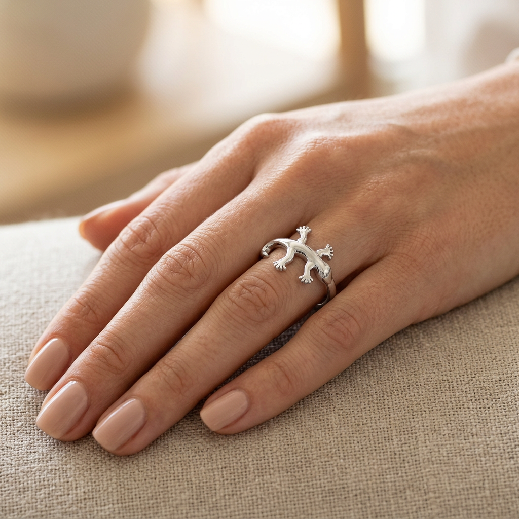 Sterling Silver Gecko Lizard Wrap Around Ring for Women model