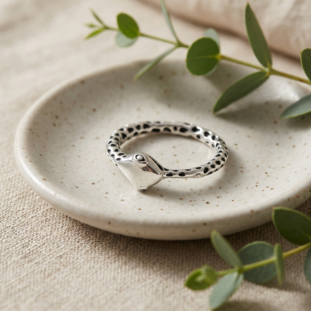 Sterling Silver Textured Snake Wrap Ring for Women life2