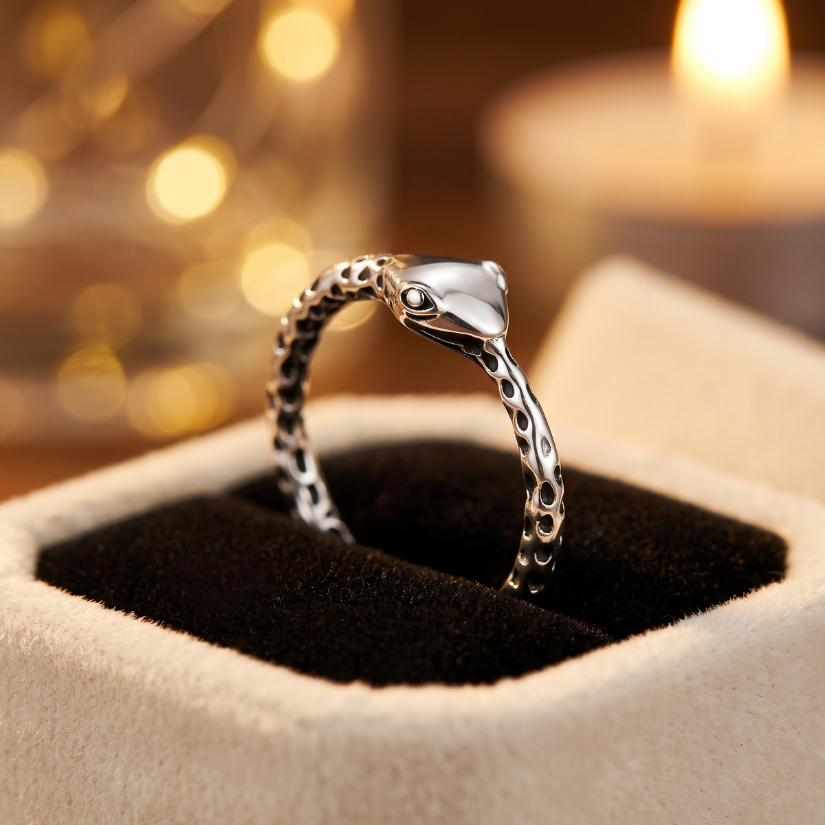 Sterling Silver Textured Snake Wrap Ring for Women life3