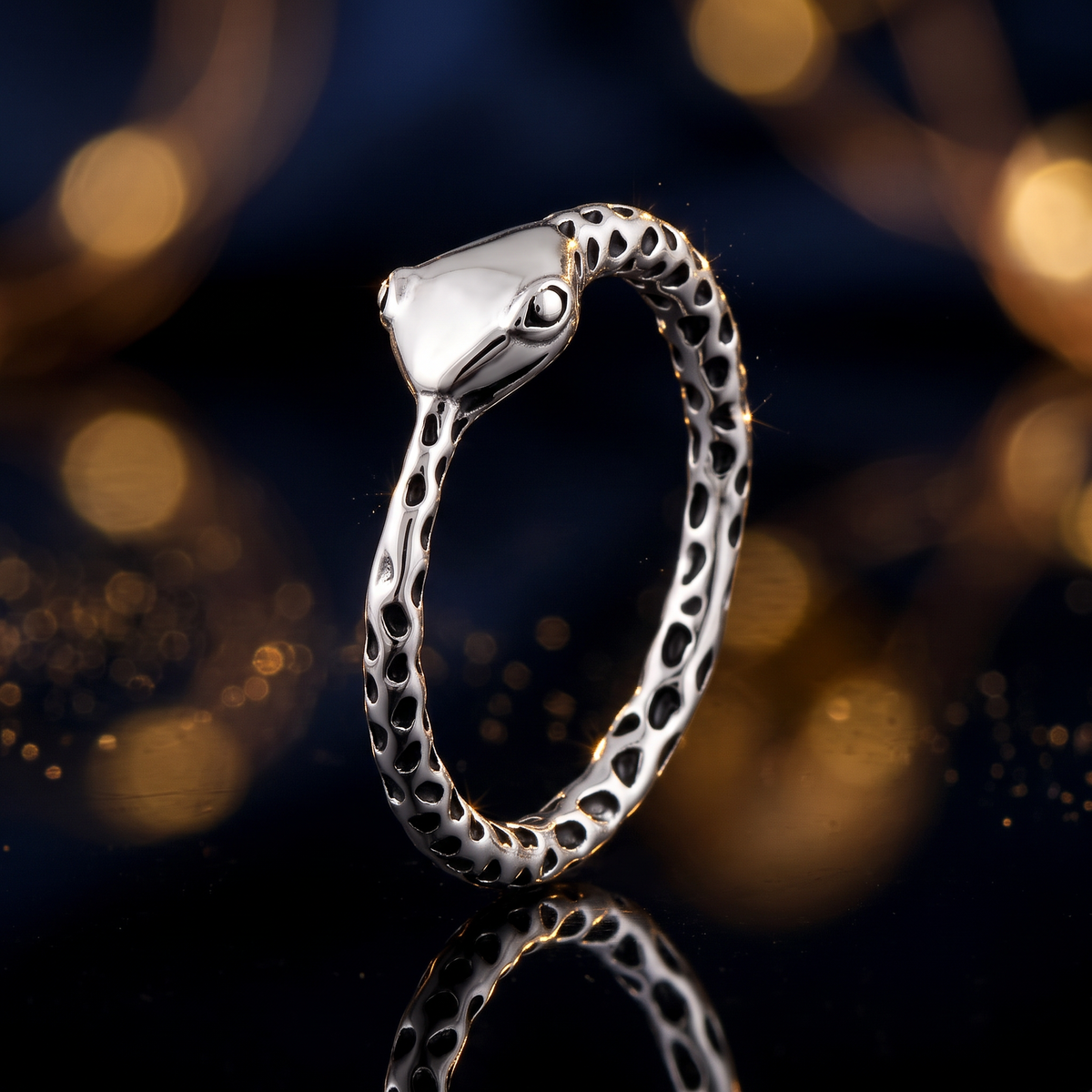 Sterling Silver Textured Snake Wrap Ring for Women life4