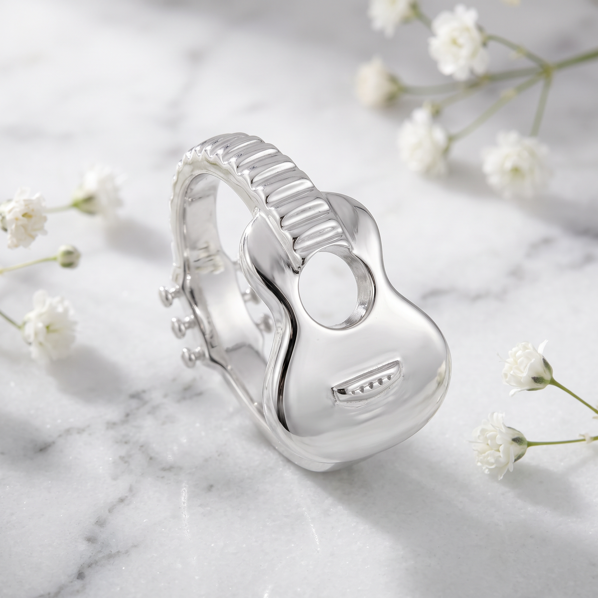 Sterling Silver Acoustic Guitar Ring, Unisex life1