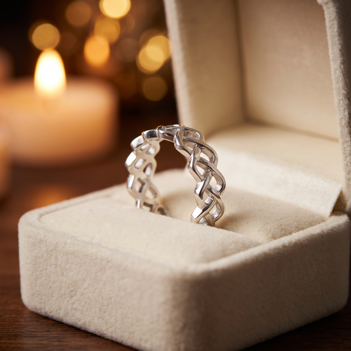 Sterling Silver 6mm Interwoven Hearts Eternity Band Ring for Women life3
