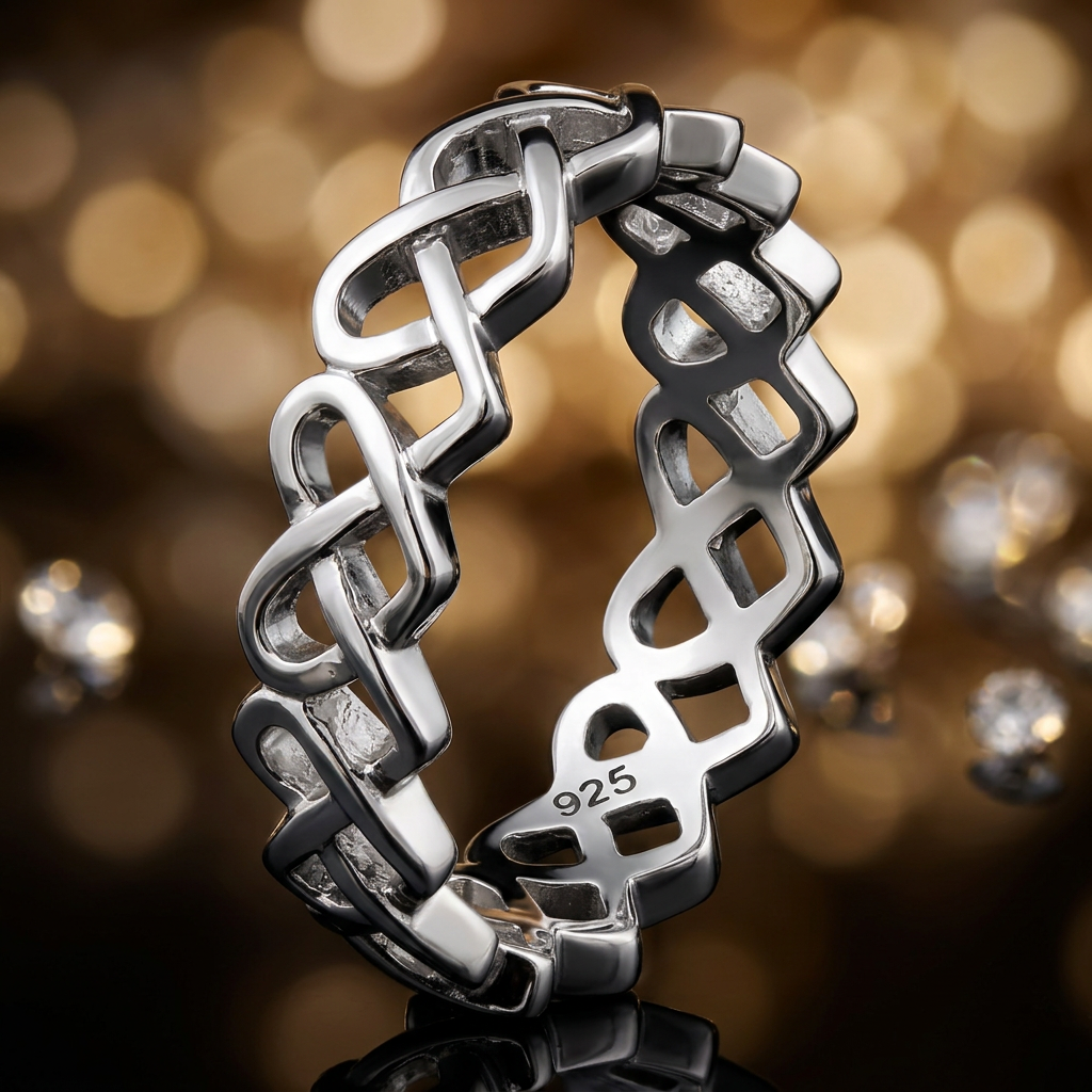 Sterling Silver 6mm Interwoven Hearts Eternity Band Ring for Women life4