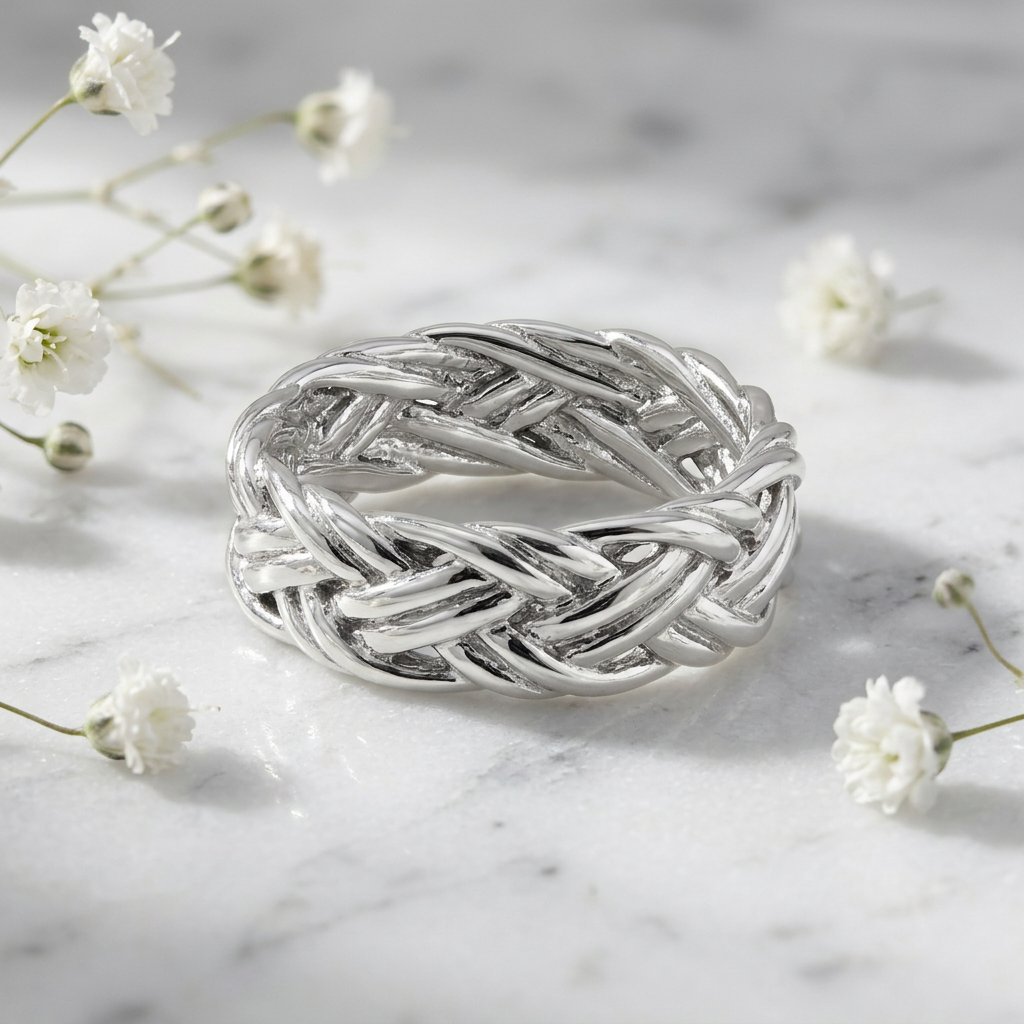 Sterling Silver 6mm Open Woven Braid Statement Ring for Women life1