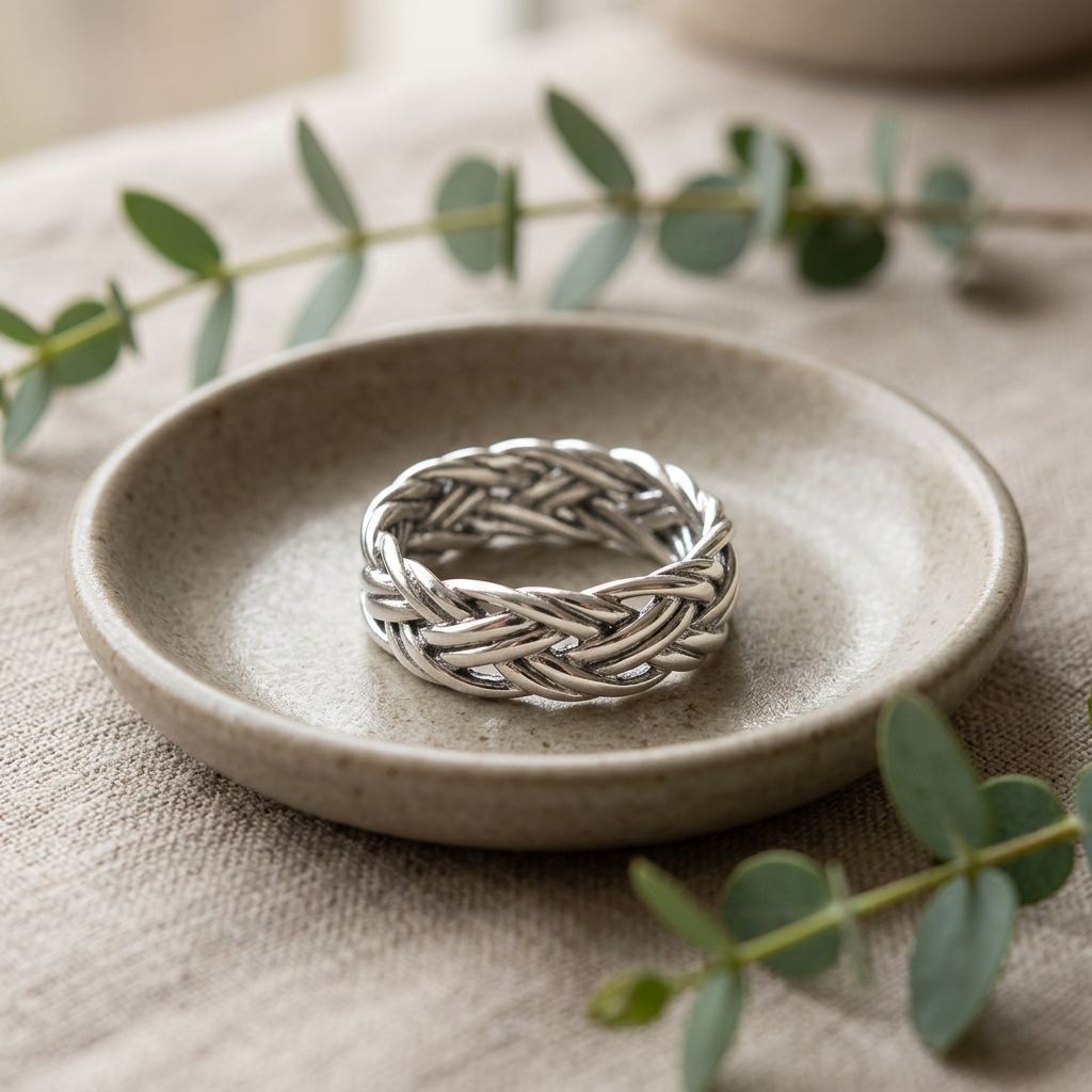 Sterling Silver 6mm Open Woven Braid Statement Ring for Women life2