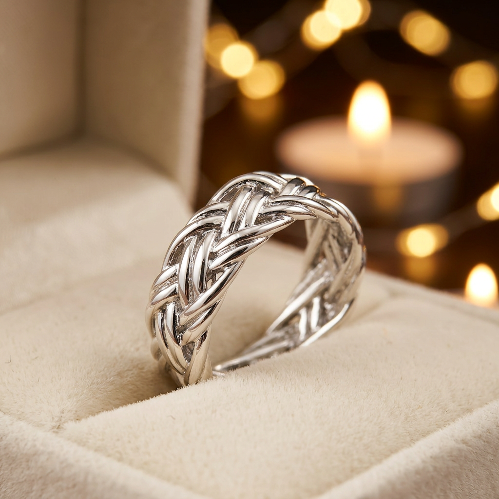 Sterling Silver 6mm Open Woven Braid Statement Ring for Women life3