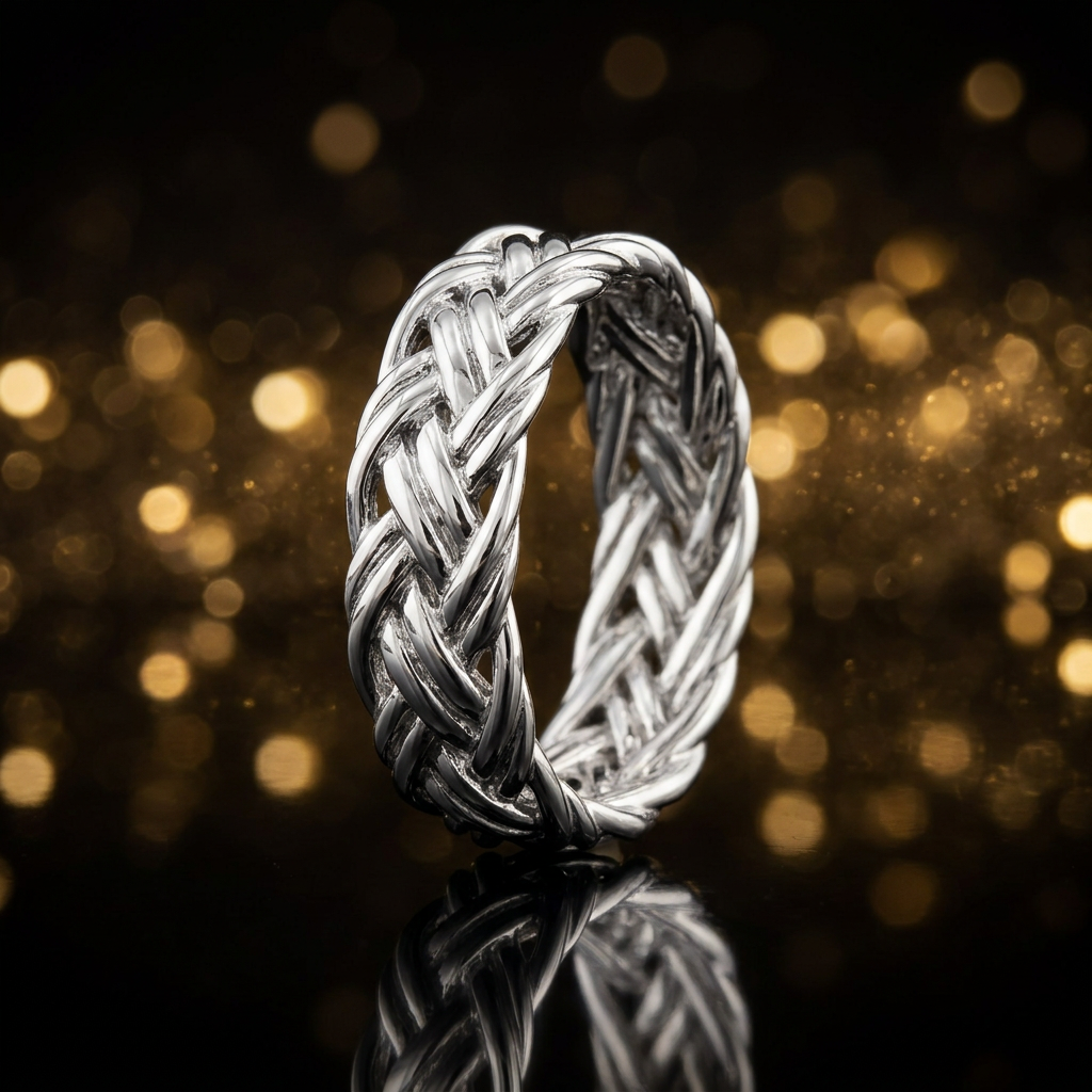 Sterling Silver 6mm Open Woven Braid Statement Ring for Women life4
