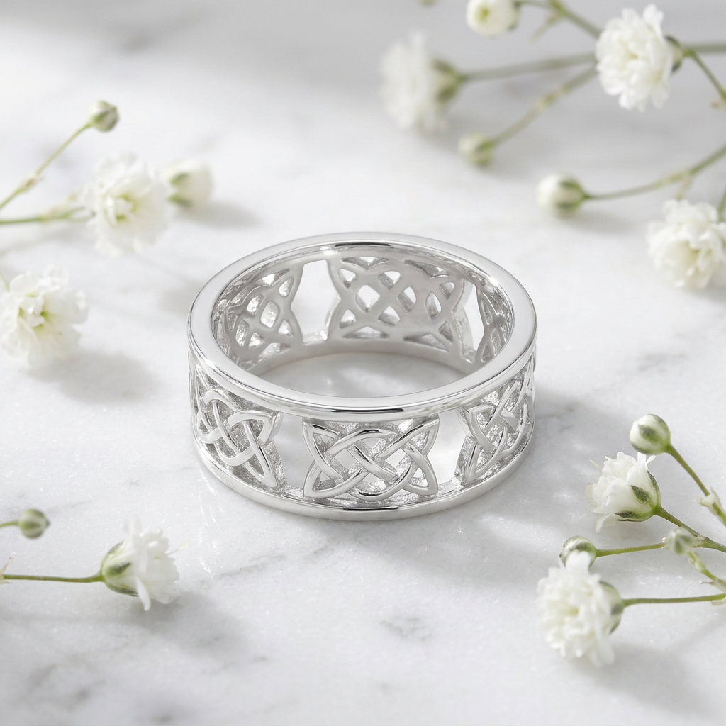 Sterling Silver 6.8mm Celtic Knot Eternity Band Ring, Unisex life1