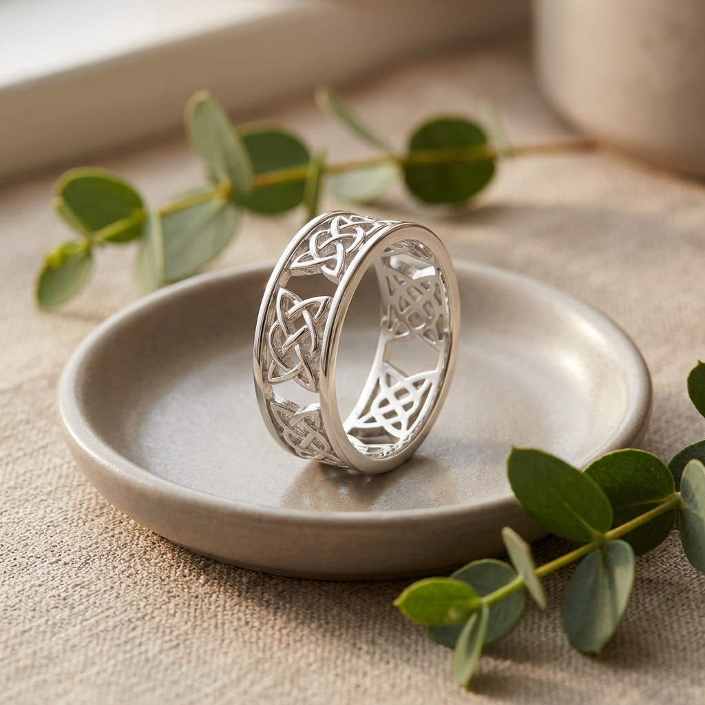 Sterling Silver 6.8mm Celtic Knot Eternity Band Ring, Unisex life2