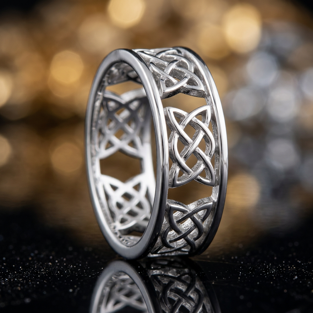 Sterling Silver 6.8mm Celtic Knot Eternity Band Ring, Unisex life4