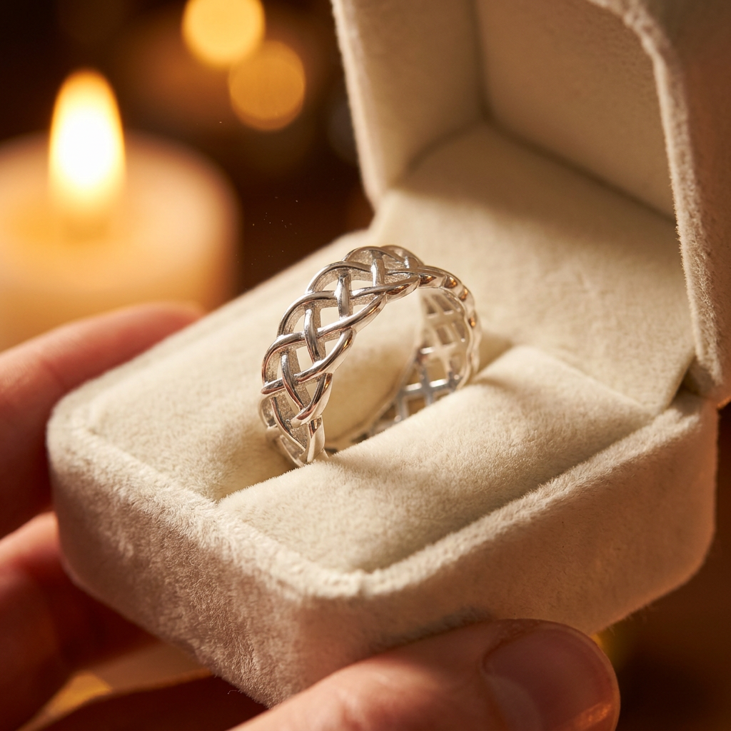 Sterling Silver Woven Basketweave Band Ring for Women life3