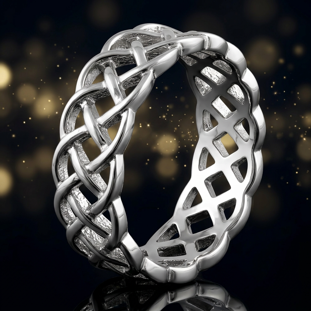 Sterling Silver Woven Basketweave Band Ring for Women life4