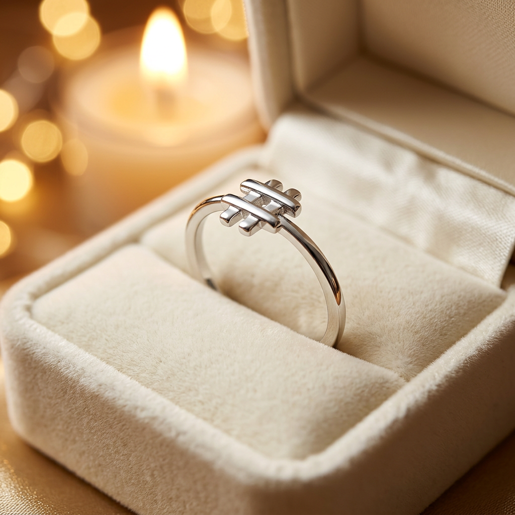 Sterling Silver 1.3mm Hashtag Symbol Thin Stacking Ring for Women life3