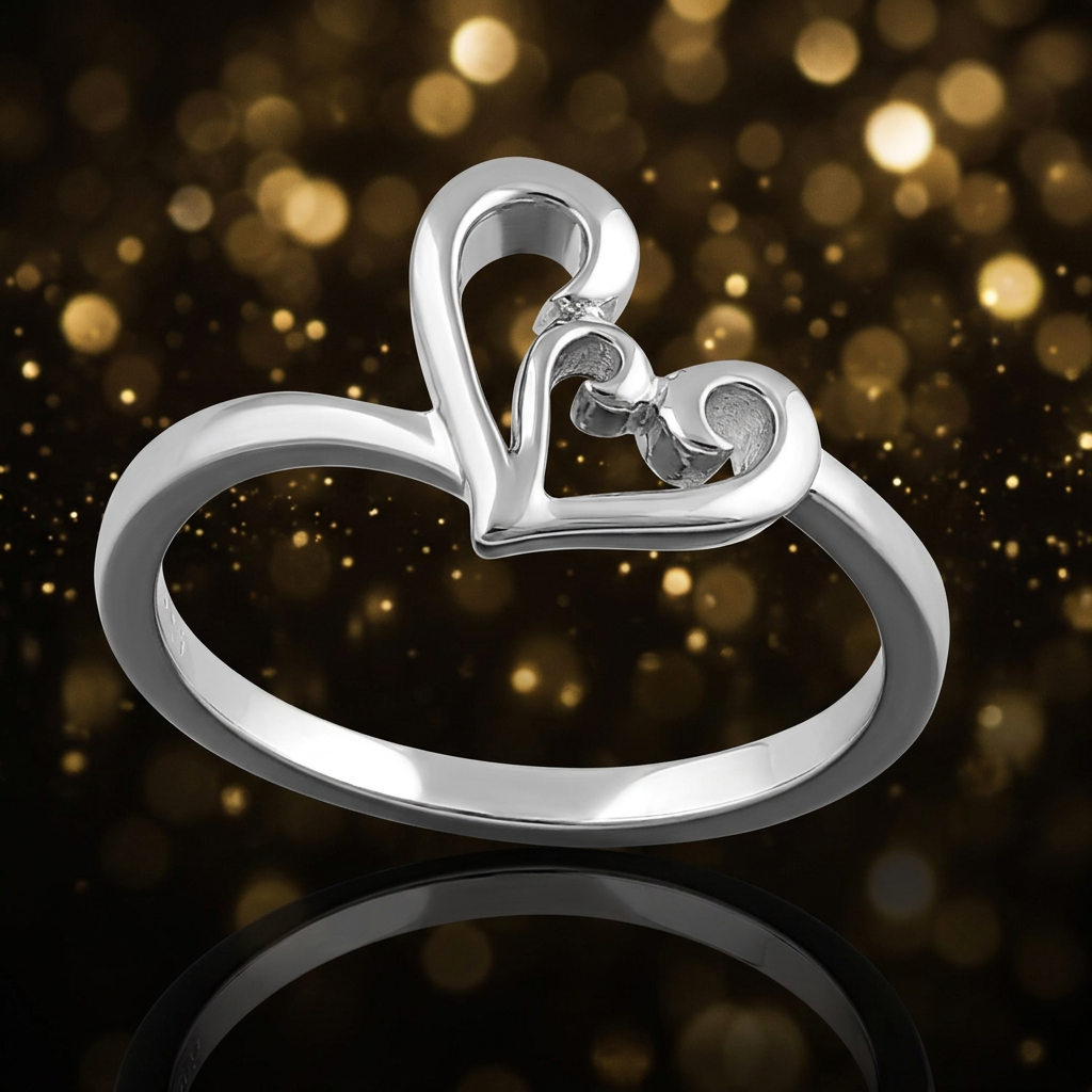 Sterling Silver Open Curly Scroll Heart Promise Ring for Women, 1.8mm Band life4