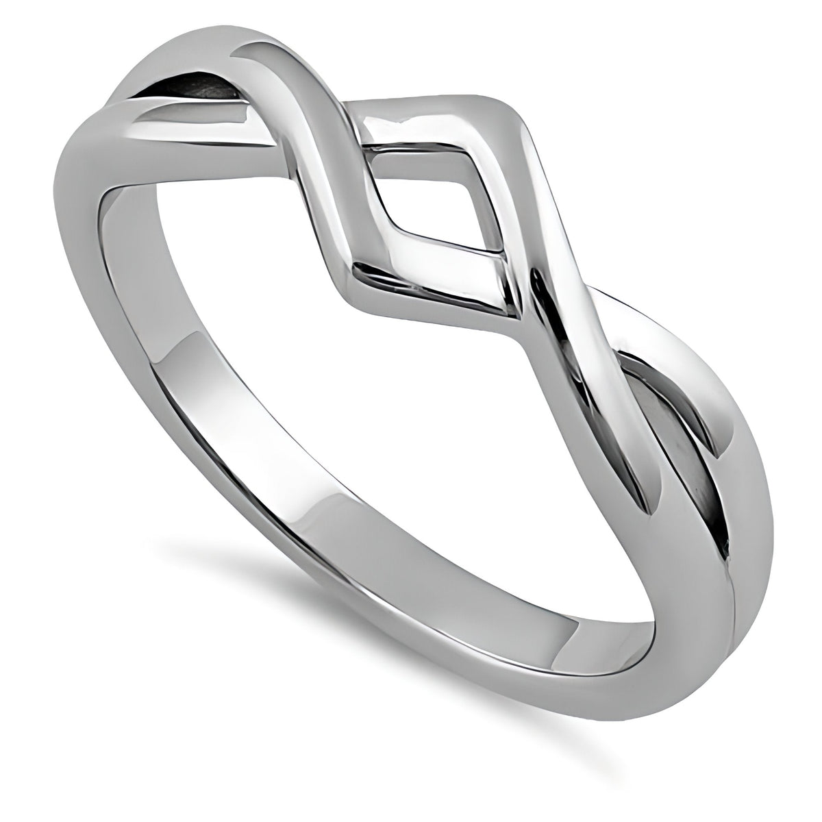 Sterling Silver 3.4mm Opposing Chevron Crossover Twist Ring for Women