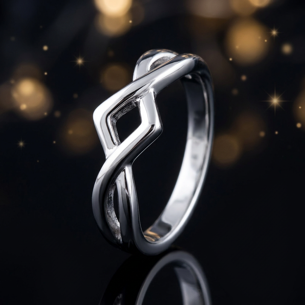 Sterling Silver 3.4mm Opposing Chevron Crossover Twist Ring for Women life4