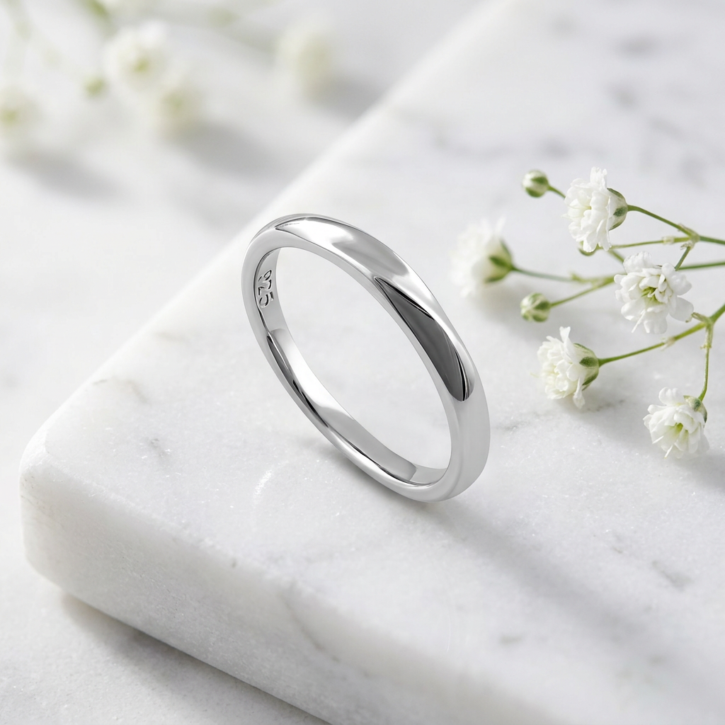 Sterling Silver 2.1mm Polished Twist Band Stacking Ring for Women life1