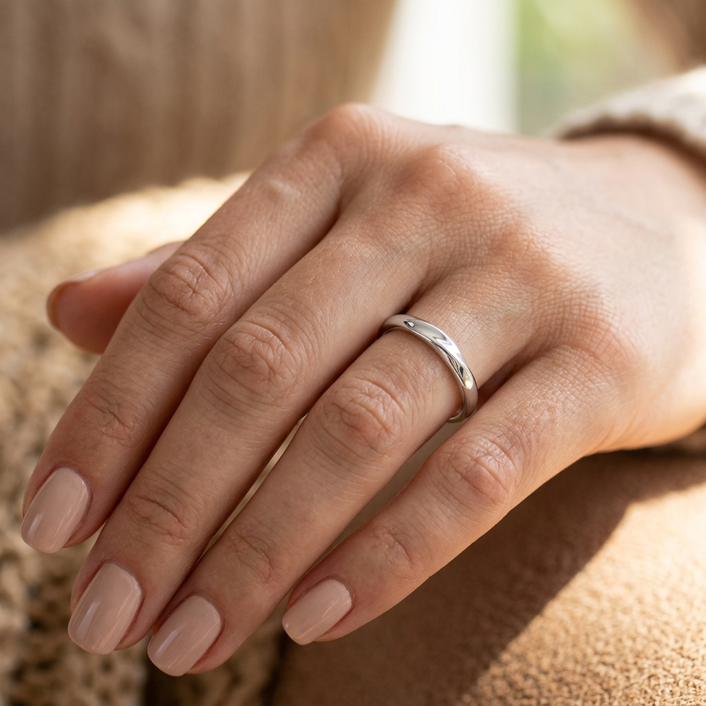 Sterling Silver 2.1mm Polished Twist Band Stacking Ring for Women model