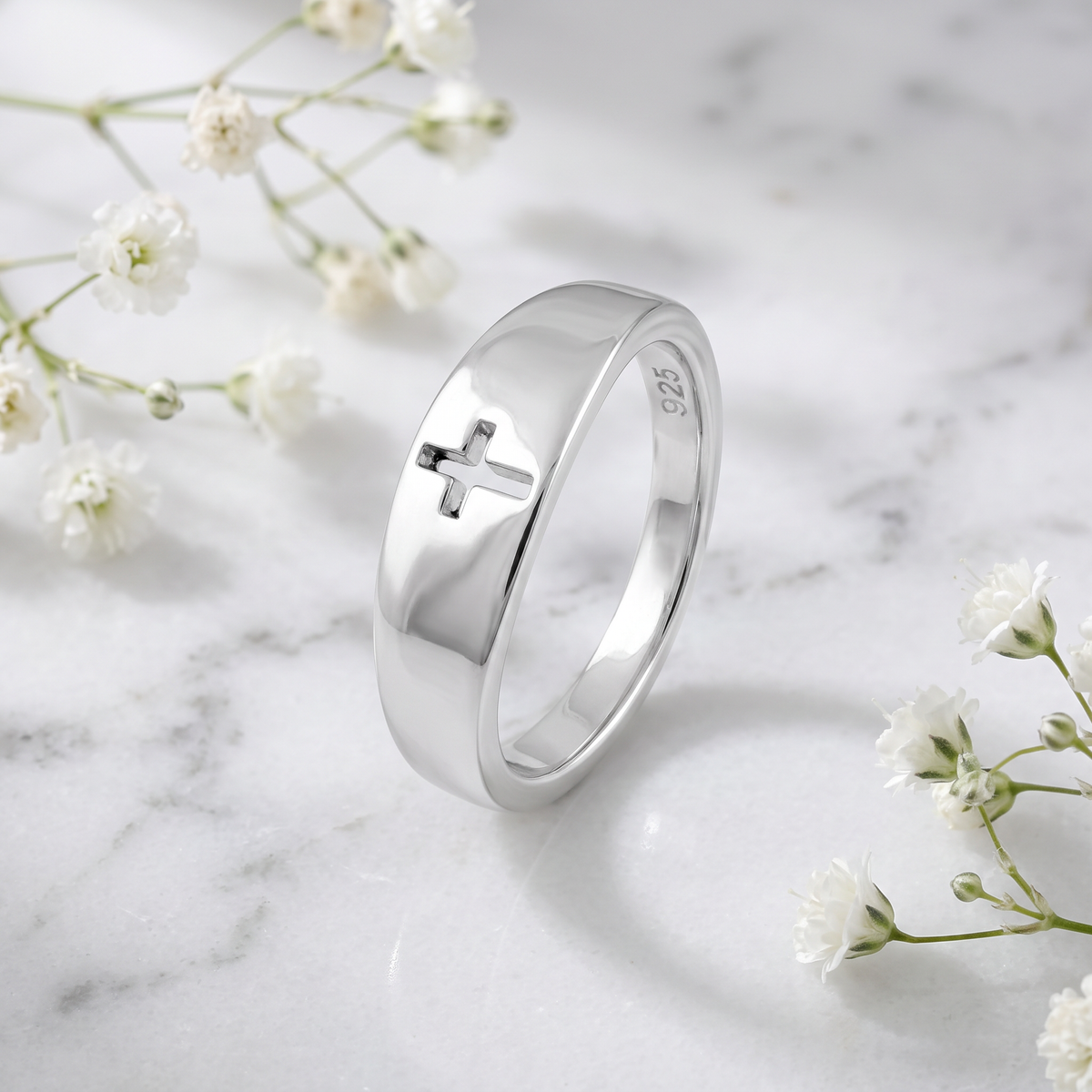 Sterling Silver 3.5mm Open Cross Cutout Band Ring, Unisex life1