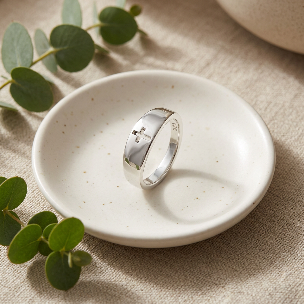 Sterling Silver 3.5mm Open Cross Cutout Band Ring, Unisex life2