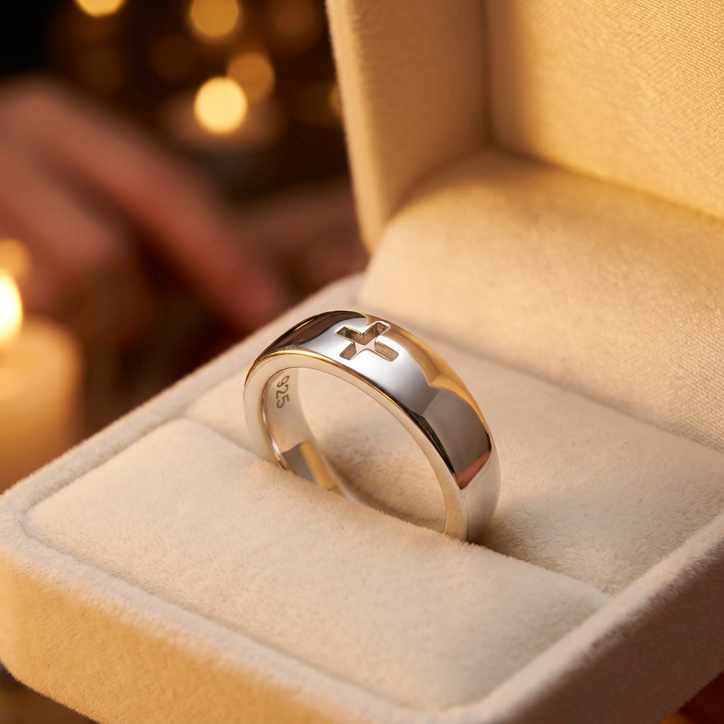 Sterling Silver 3.5mm Open Cross Cutout Band Ring, Unisex life3