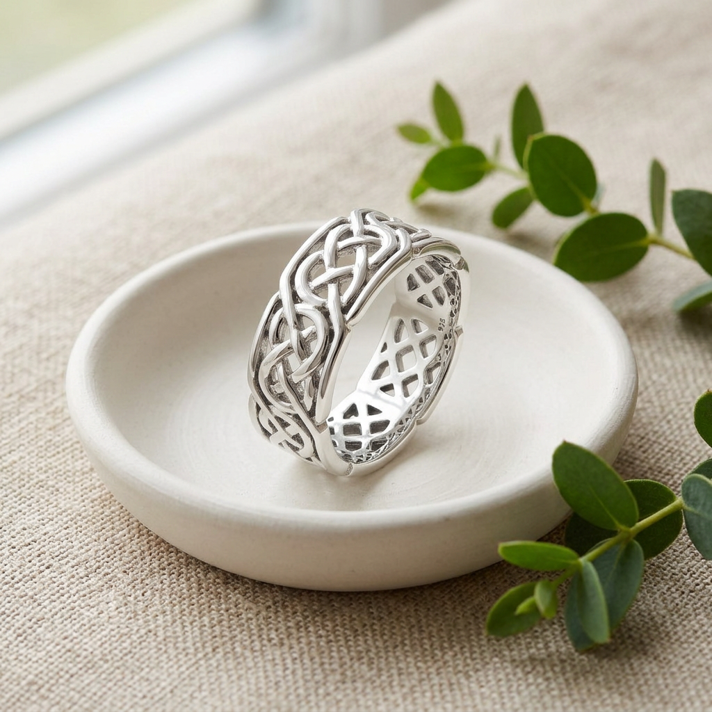 Sterling Silver 6.6mm Celtic Weave Eternity Band Ring, Unisex life2