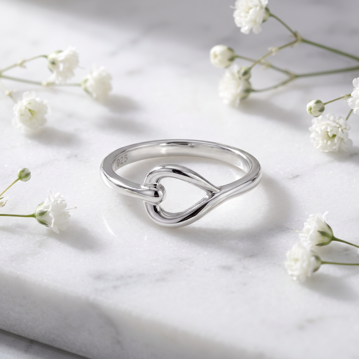 Sterling Silver Leaf Knot Loop Stacking Ring for Women life1