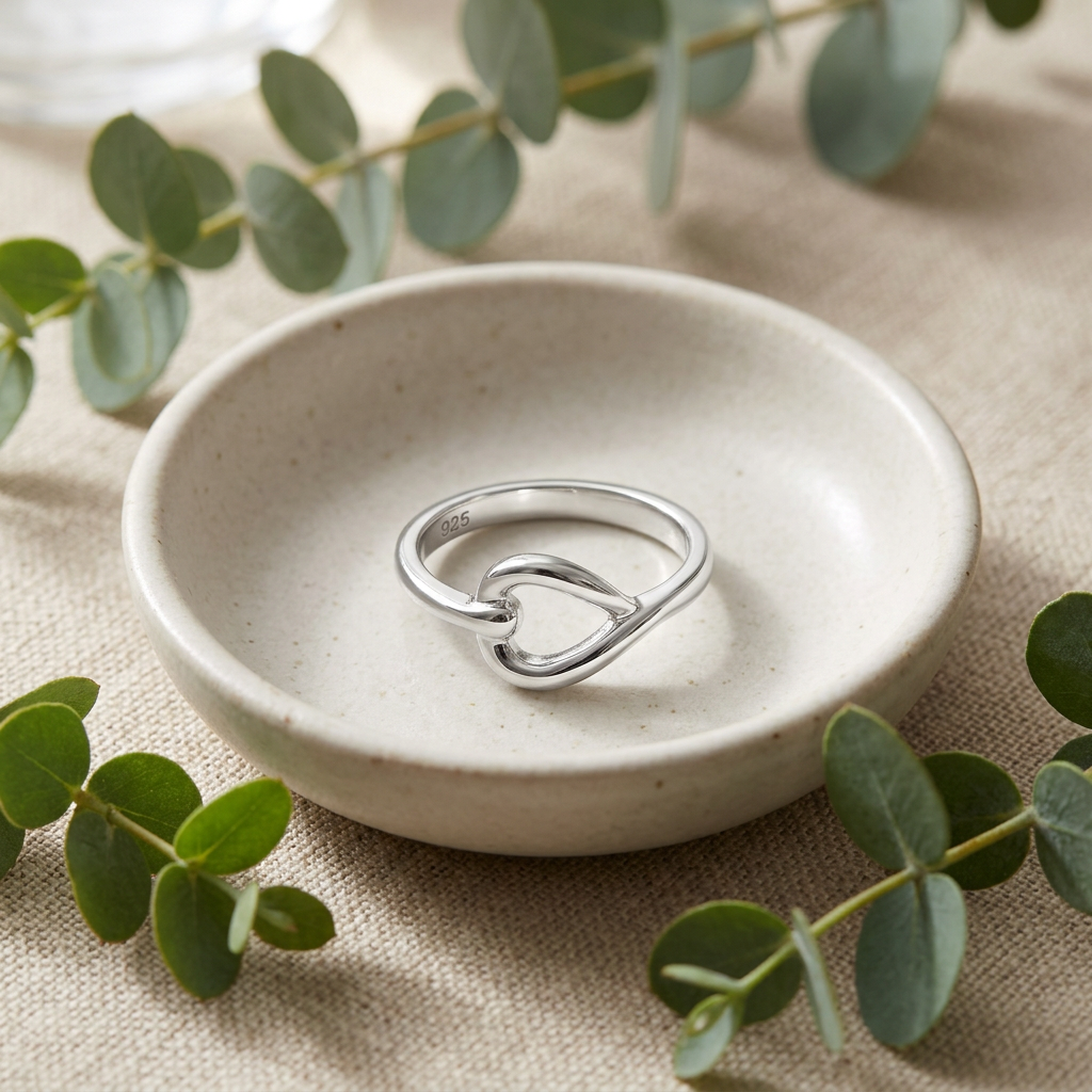 Sterling Silver Leaf Knot Loop Stacking Ring for Women life2
