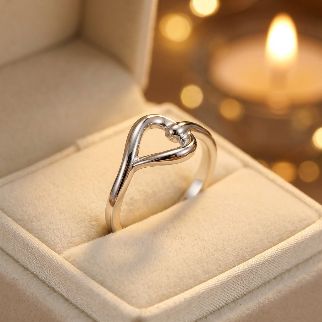 Sterling Silver Leaf Knot Loop Stacking Ring for Women life3