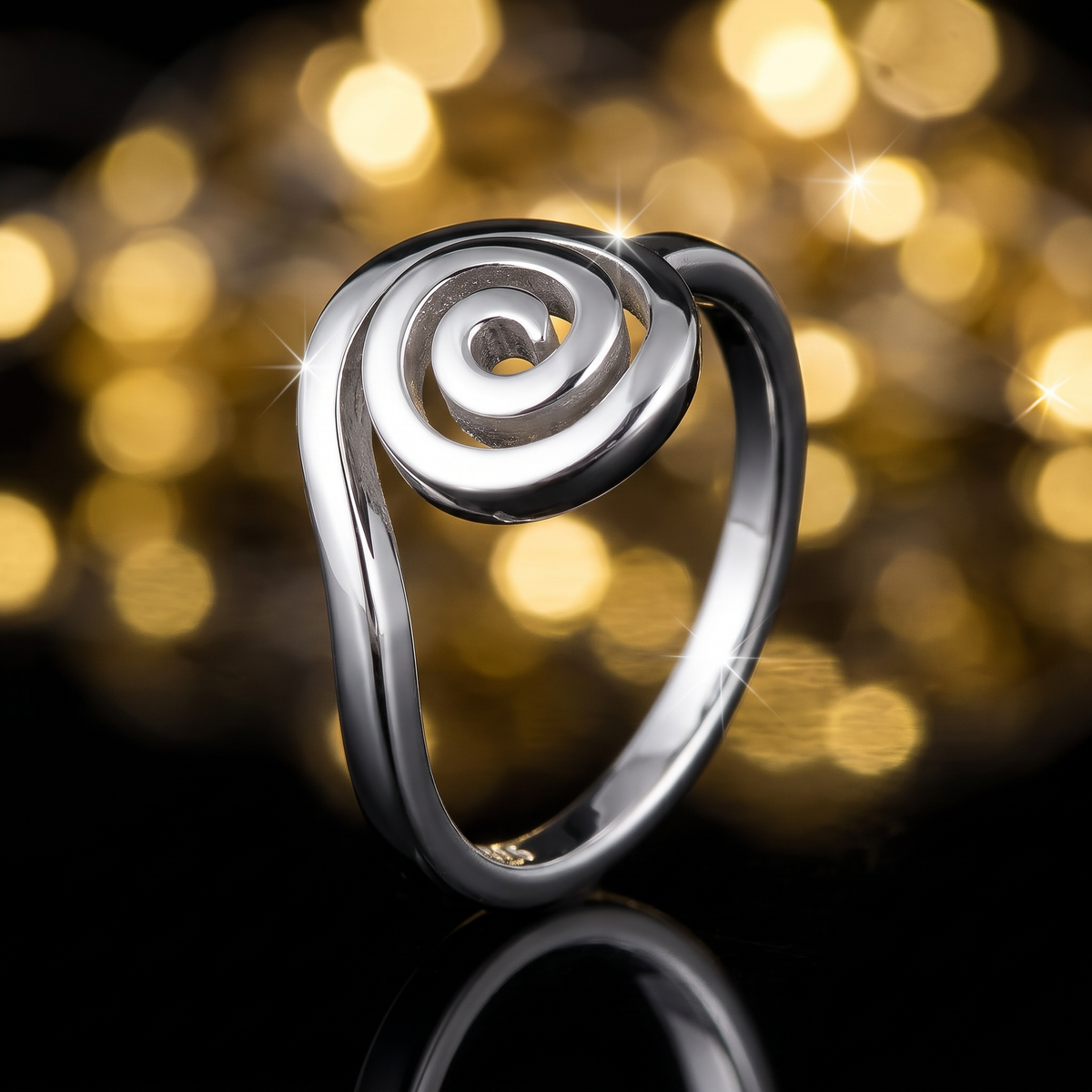 Sterling Silver Spiral Swirl Circle Ring for Women life4