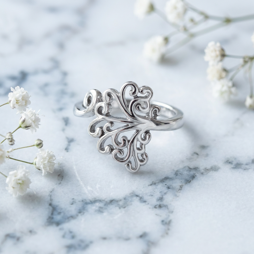 Sterling Silver Sideways Tree of Life Scroll Hidden Hearts Ring for Women life1
