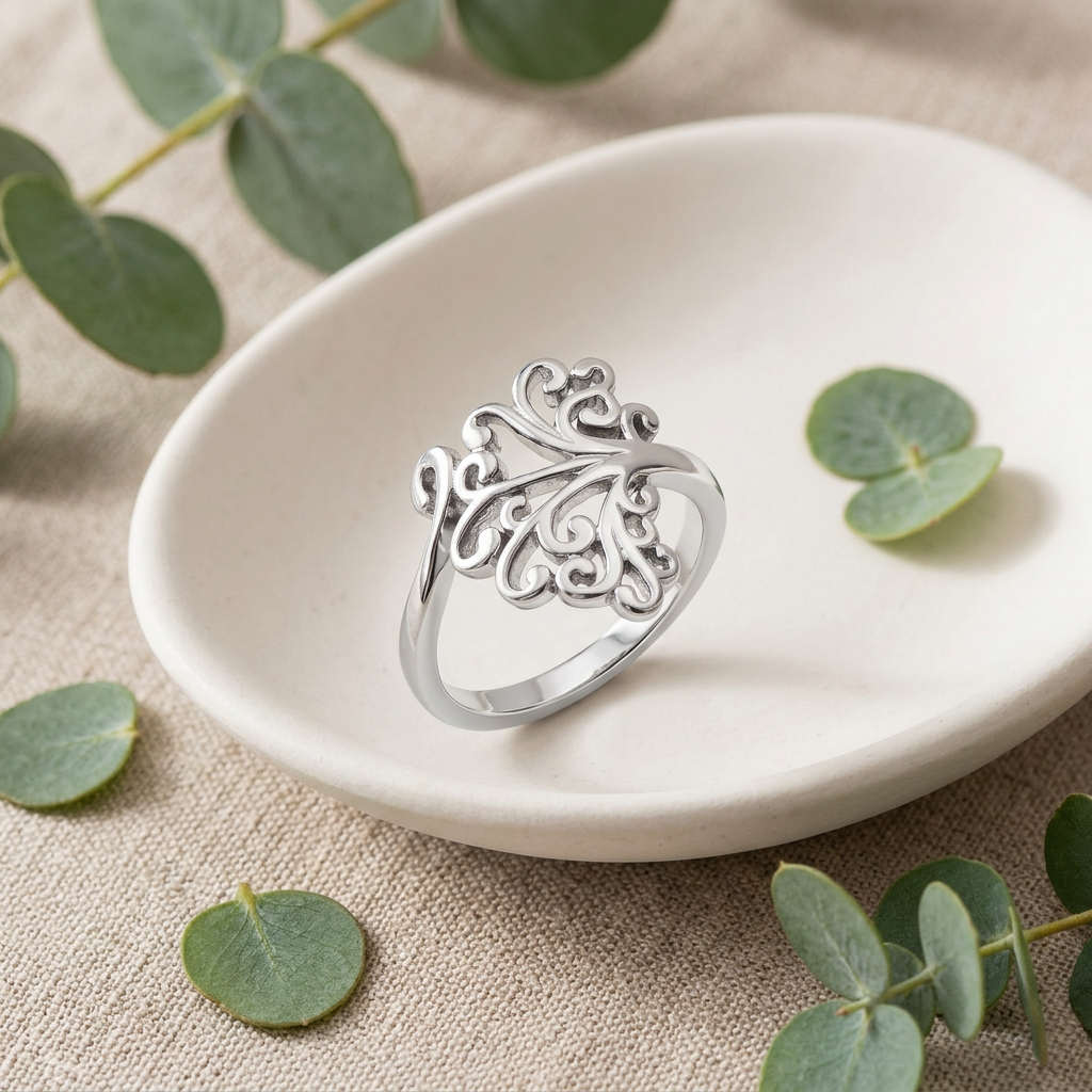 Sterling Silver Sideways Tree of Life Scroll Hidden Hearts Ring for Women life2