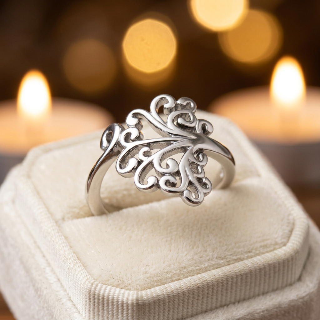 Sterling Silver Sideways Tree of Life Scroll Hidden Hearts Ring for Women life3