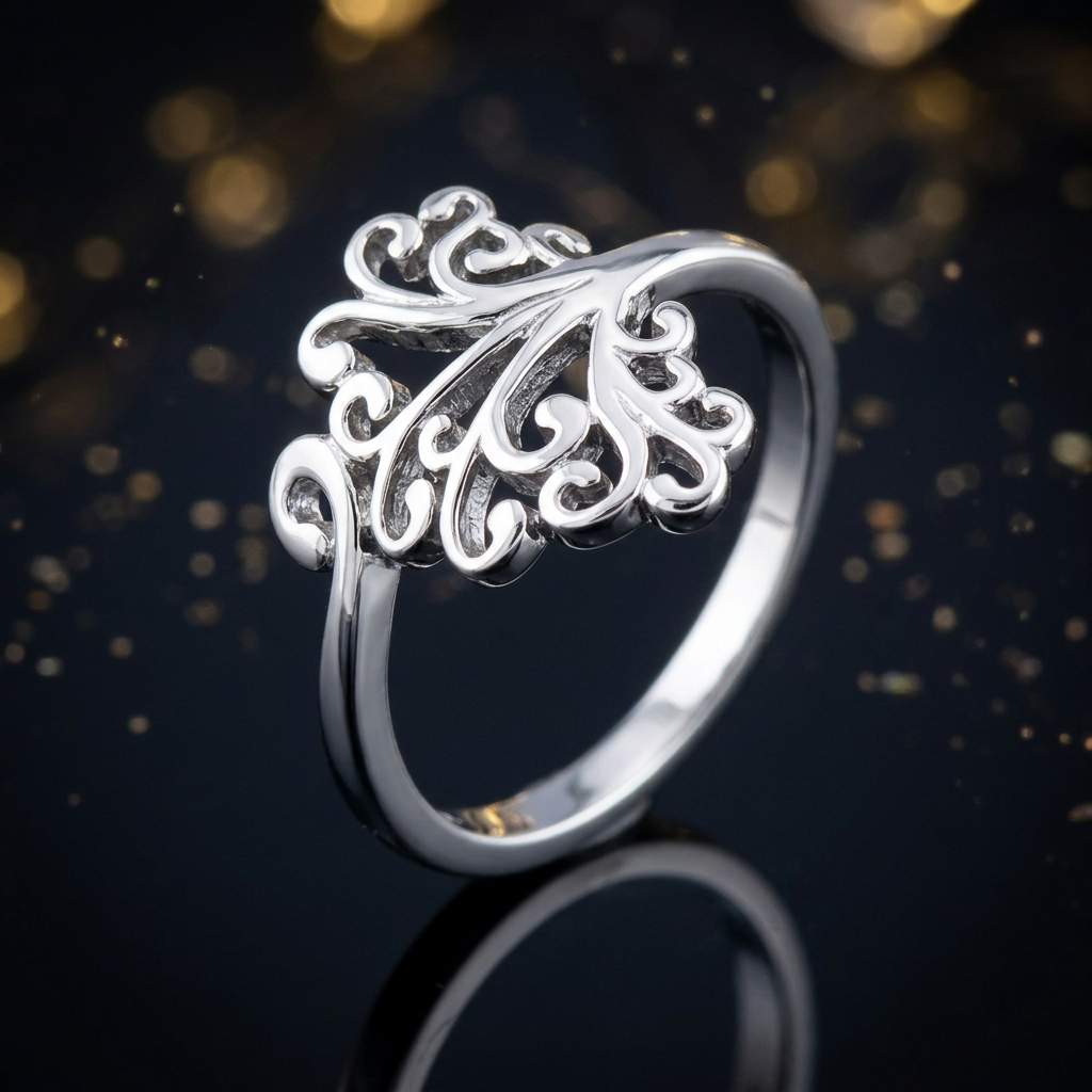 Sterling Silver Sideways Tree of Life Scroll Hidden Hearts Ring for Women life4