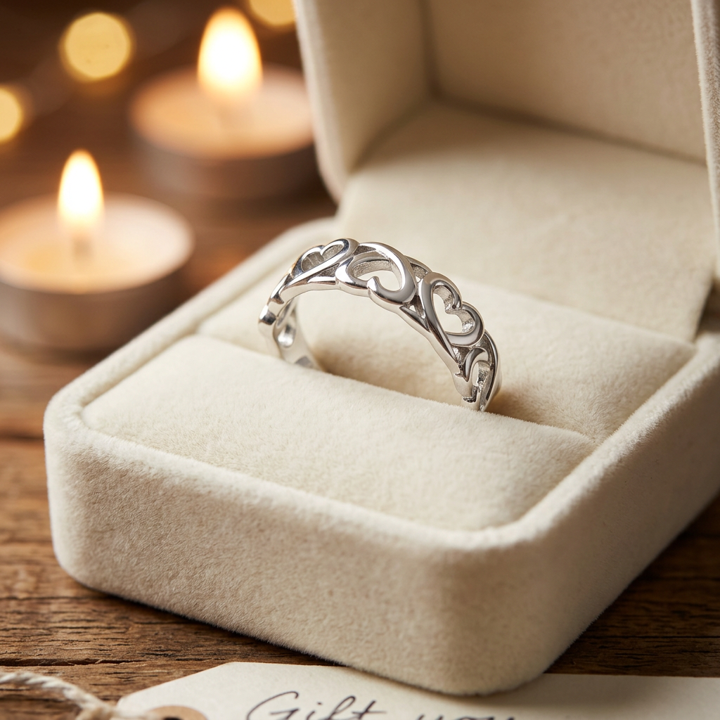 Sterling Silver 3mm Open Hearts Cutout Band Ring for Women life3