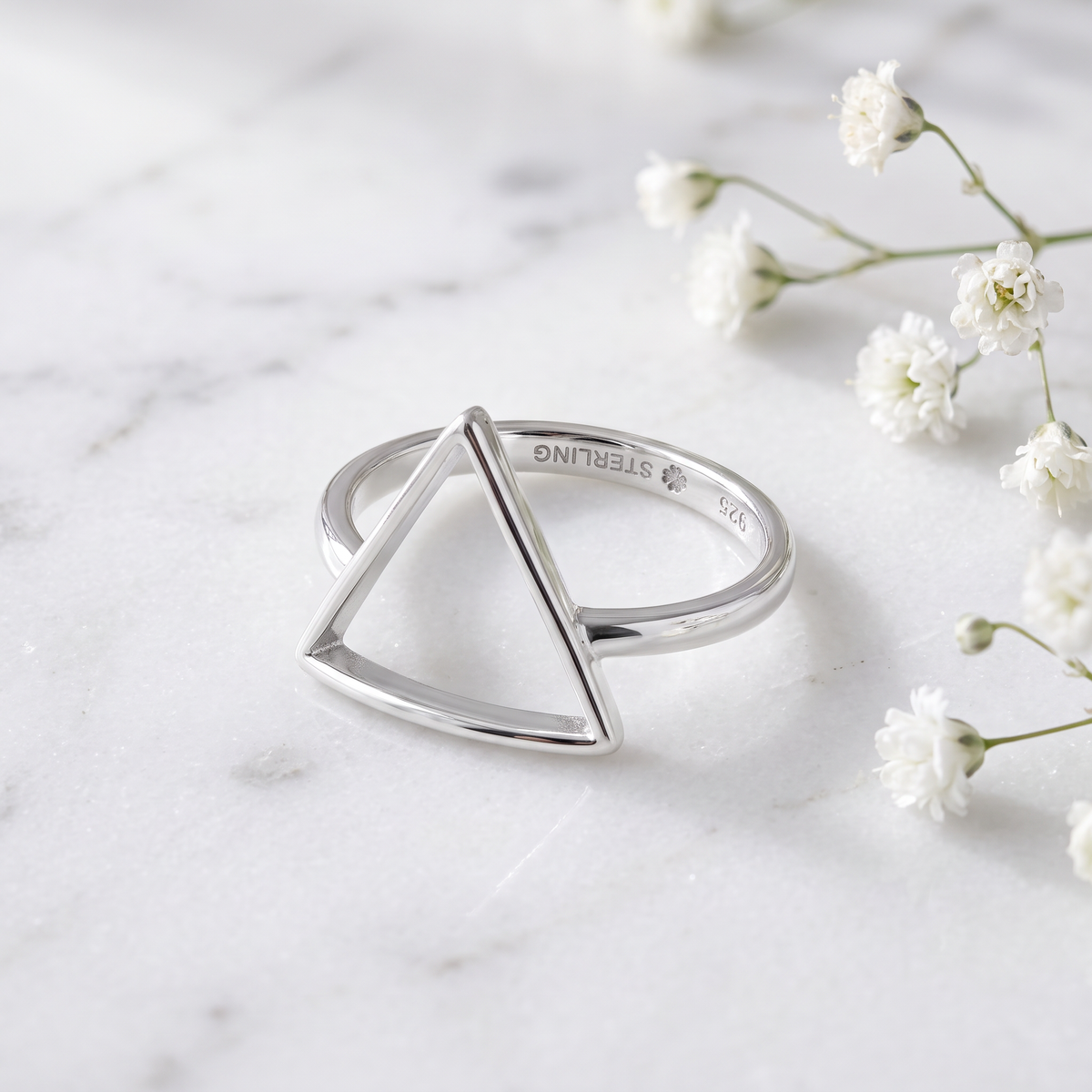 Sterling Silver Open Triangle Geometric Ring for Women life1