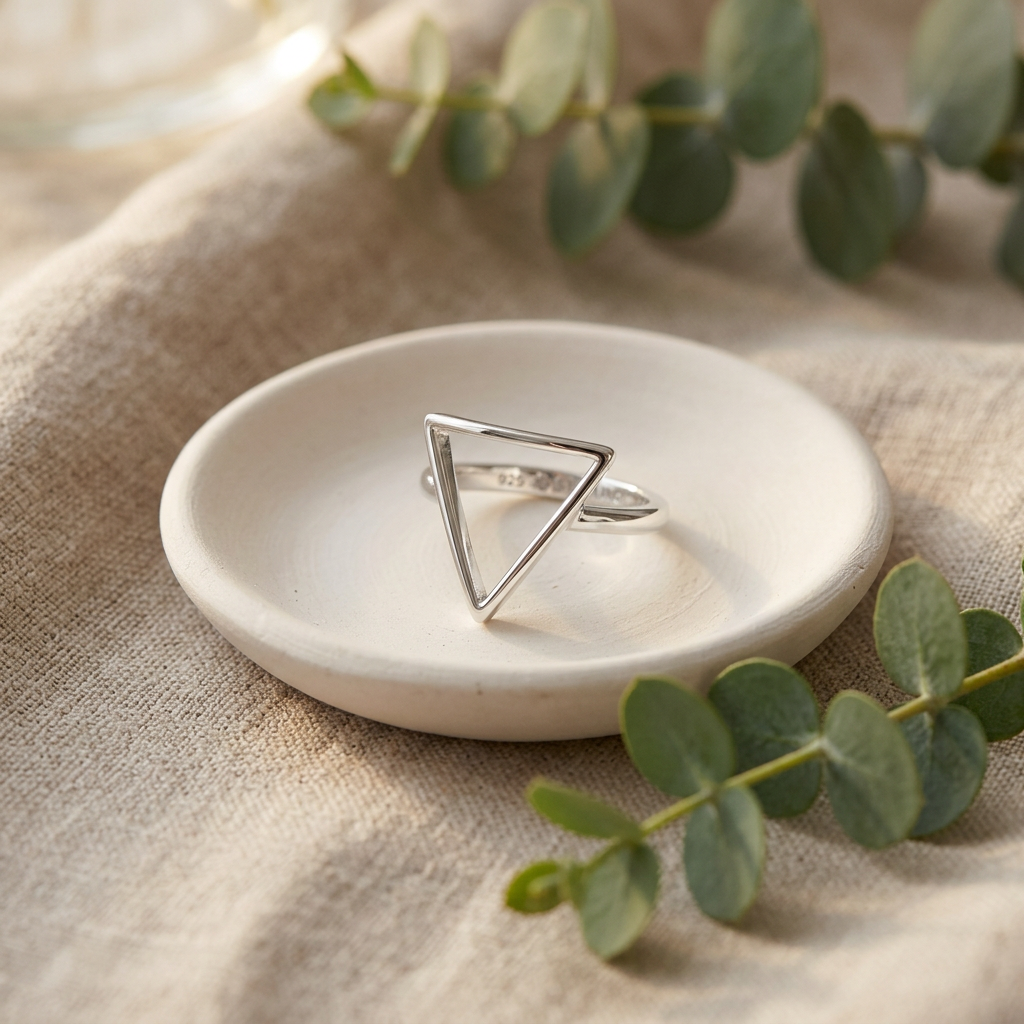 Sterling Silver Open Triangle Geometric Ring for Women life2