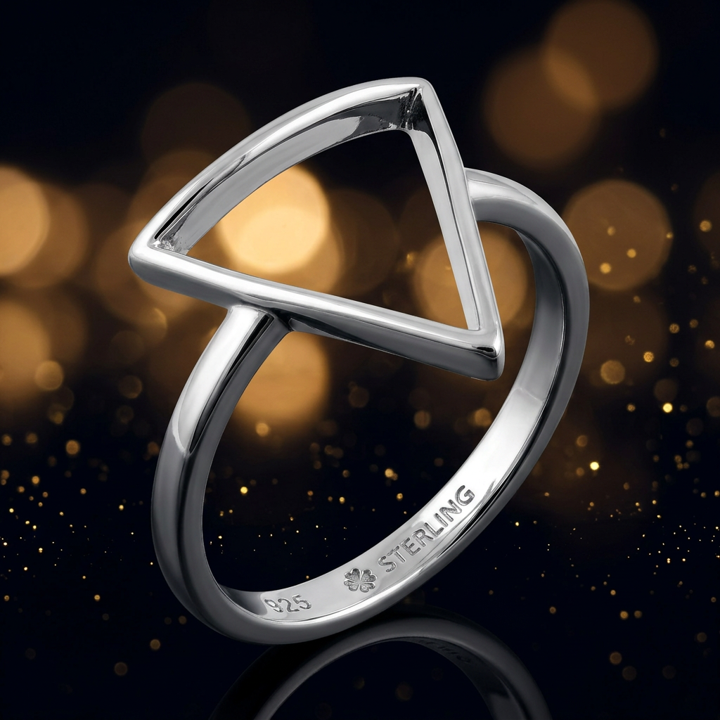 Sterling Silver Open Triangle Geometric Ring for Women life4