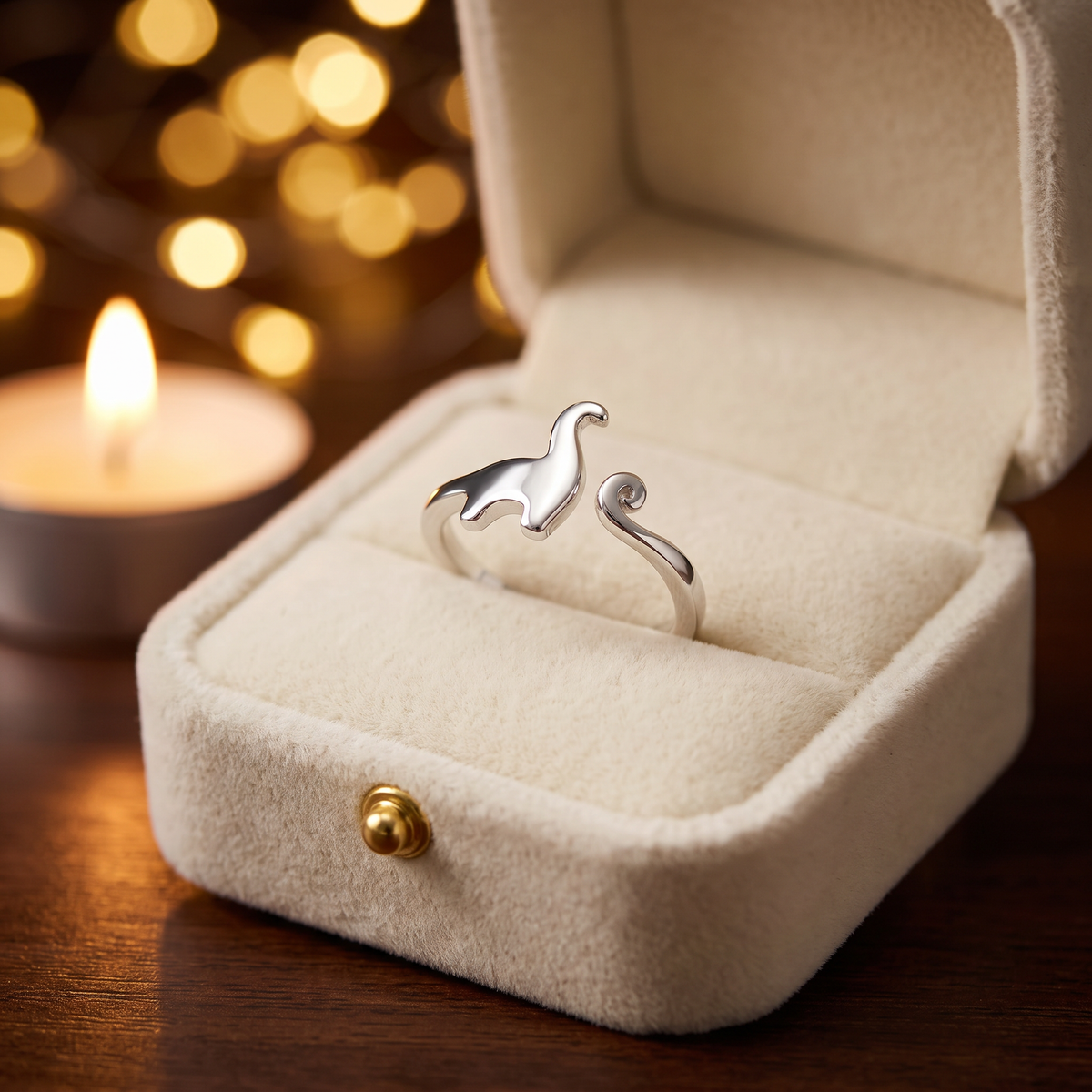 Sterling Silver 1.7mm Cute Dinosaur Open Adjustable Ring for Women life3