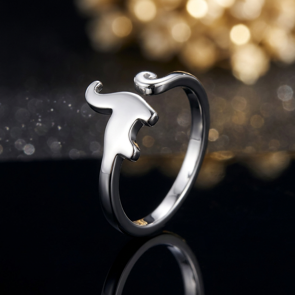 Sterling Silver 1.7mm Cute Dinosaur Open Adjustable Ring for Women life4