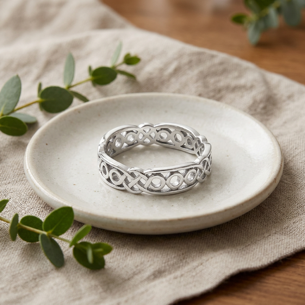 Sterling Silver 4.6mm Openwork Celtic Circle Eternity Band Ring for Women life2