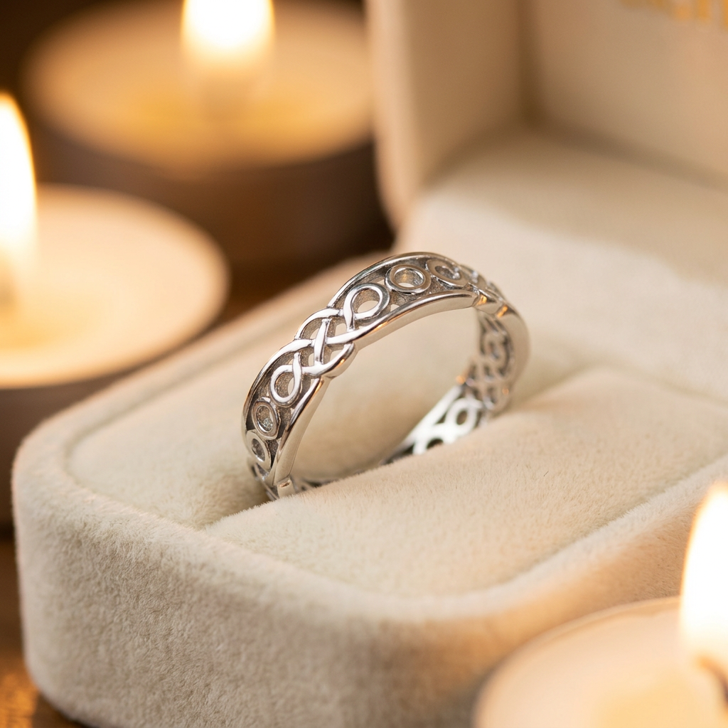 Sterling Silver 4.6mm Openwork Celtic Circle Eternity Band Ring for Women life3