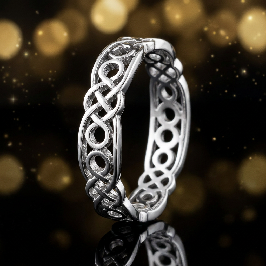 Sterling Silver 4.6mm Openwork Celtic Circle Eternity Band Ring for Women life4