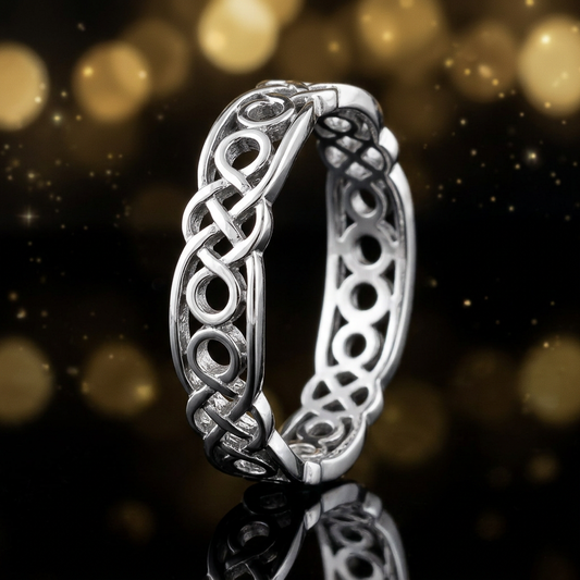 Sterling Silver 4.6mm Openwork Celtic Circle Eternity Band Ring for Women life4