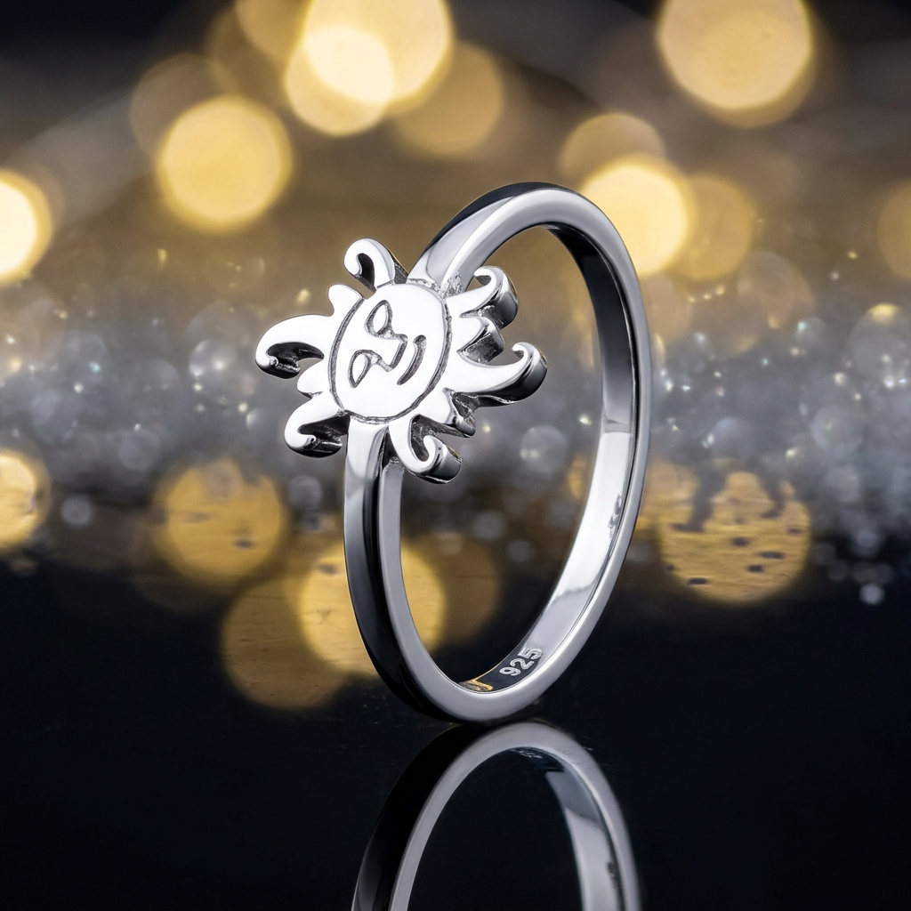 Sterling Silver 1.5mm Smiling Sun Face Celestial Ring for Women life4