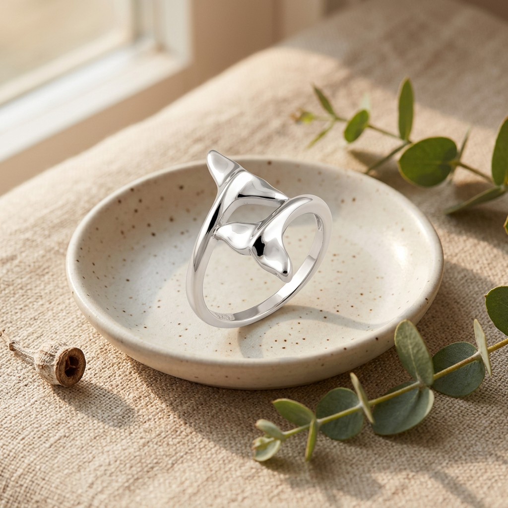 Sterling Silver Double Dolphin Tail Bypass Ring for Women life2