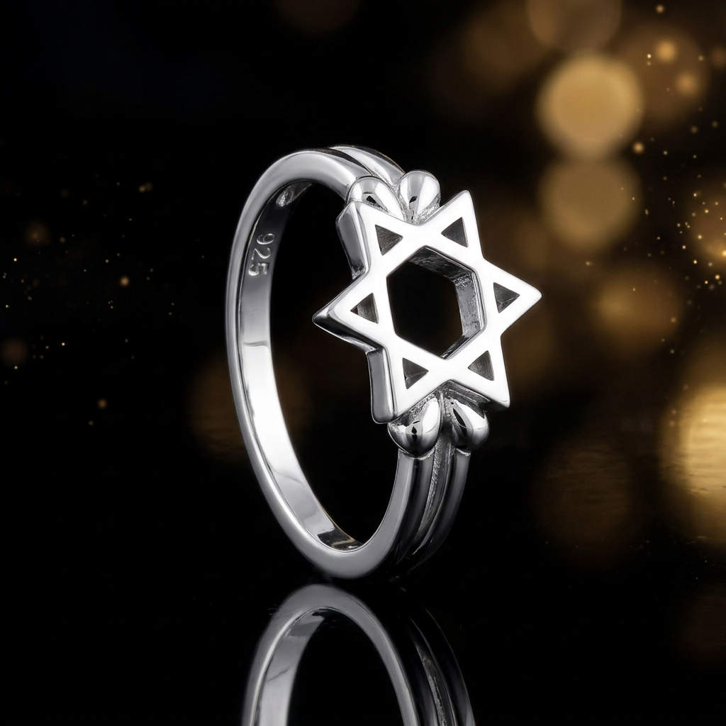 Sterling Silver 2.7mm Open Star of David Ring for Women life4