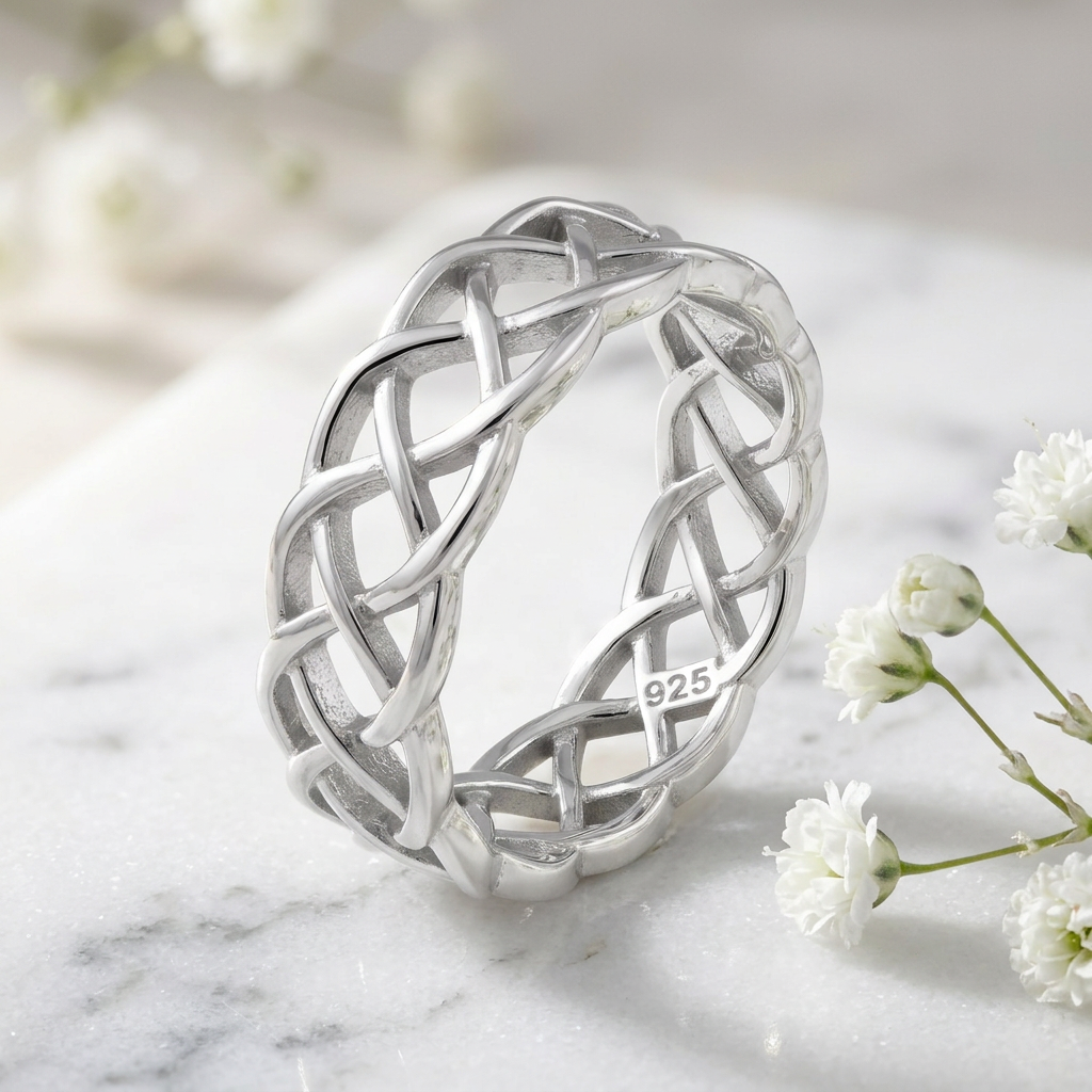 Sterling Silver 6mm Celtic Braided Weave Band Ring, Unisex life1