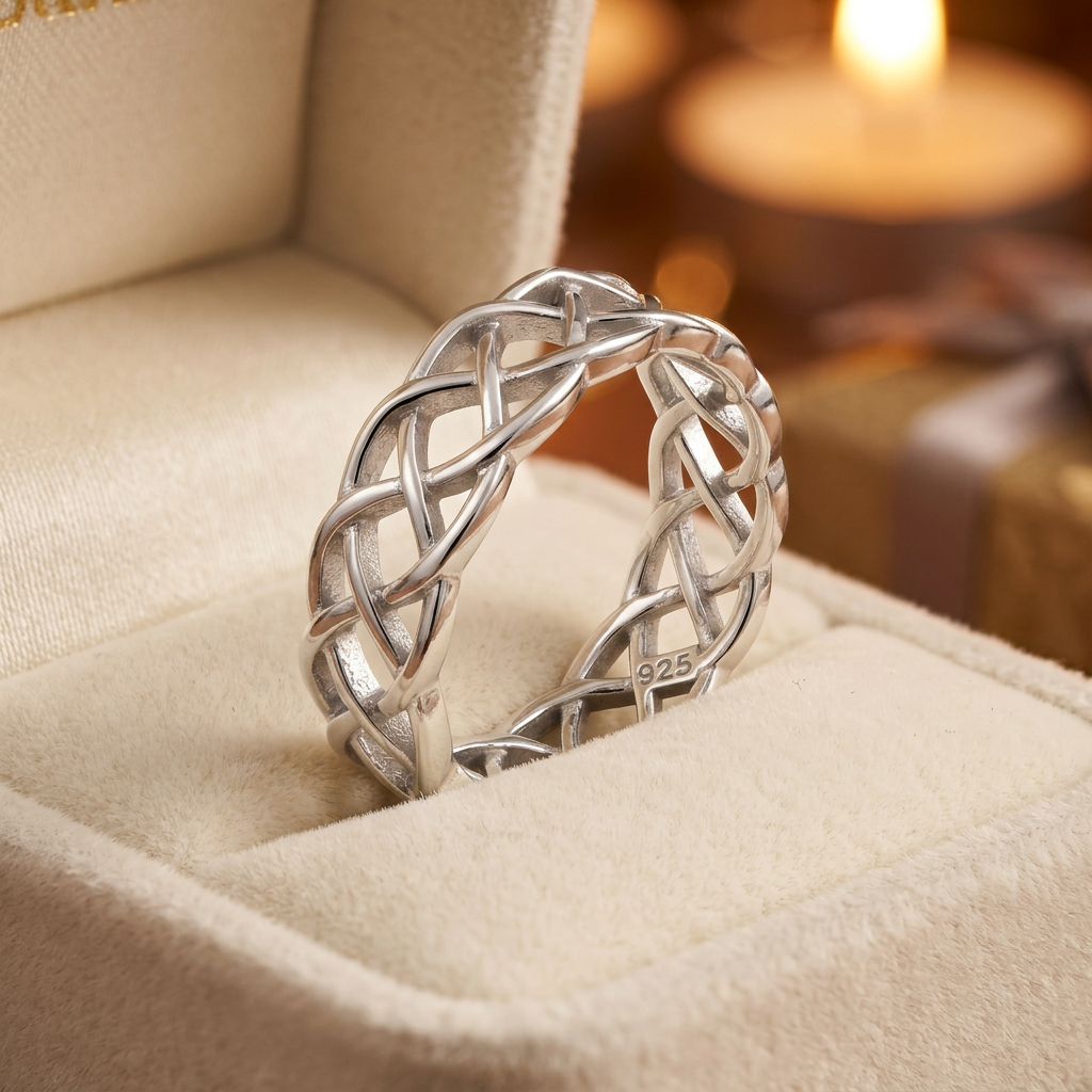 Sterling Silver 6mm Celtic Braided Weave Band Ring, Unisex life3